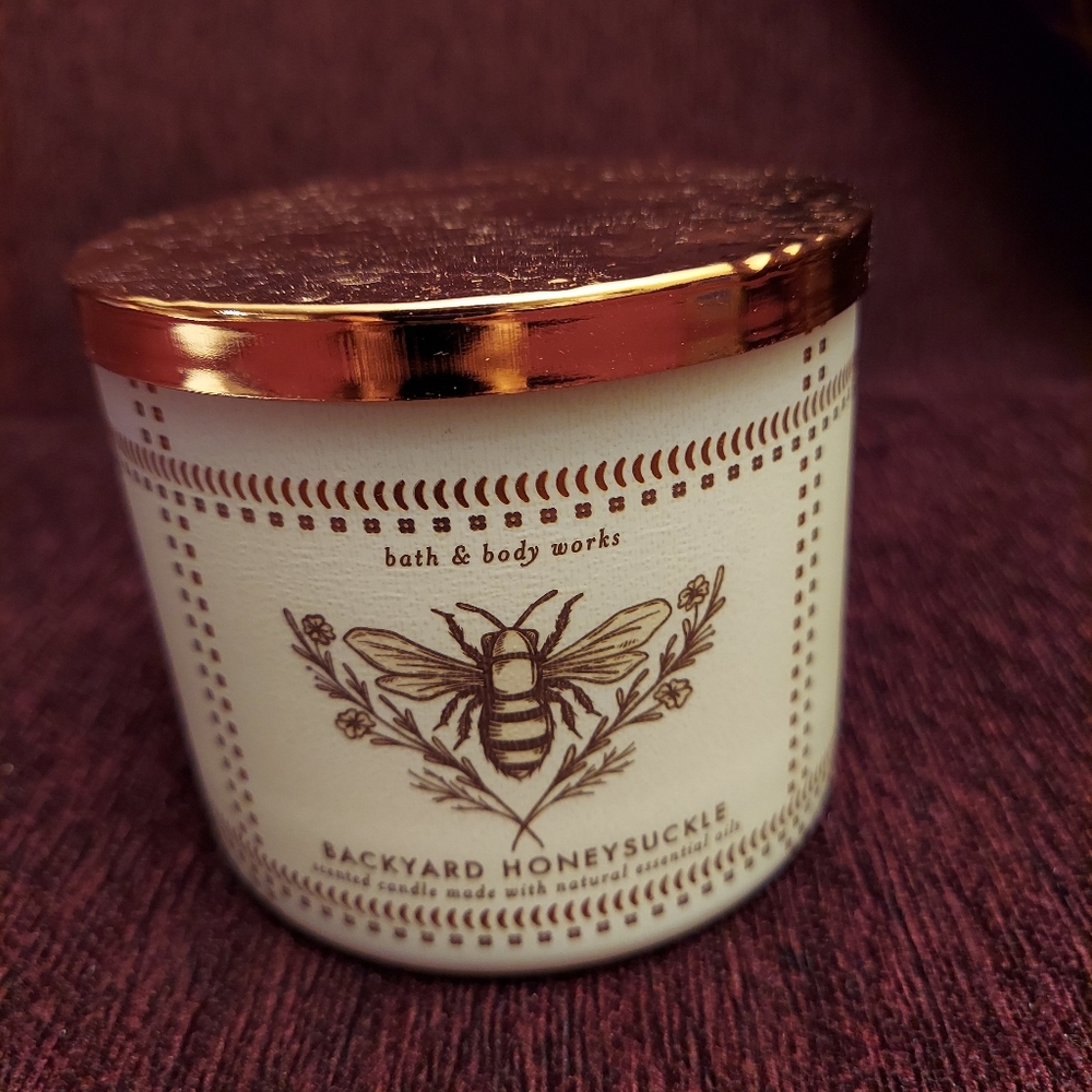 Backyard honeysuckle candle by bath and body works